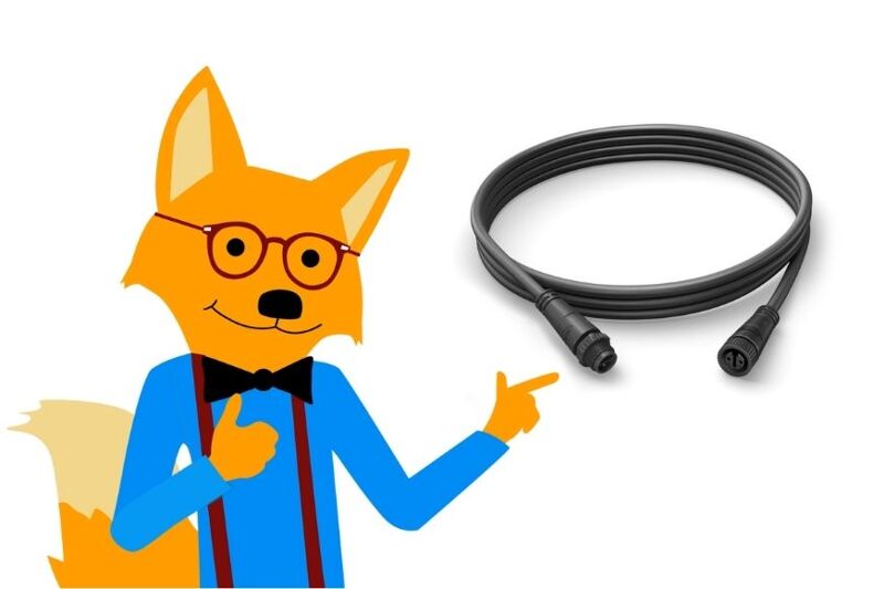 Man sieht das Philips Hue Outdoor Verlängerungskabel